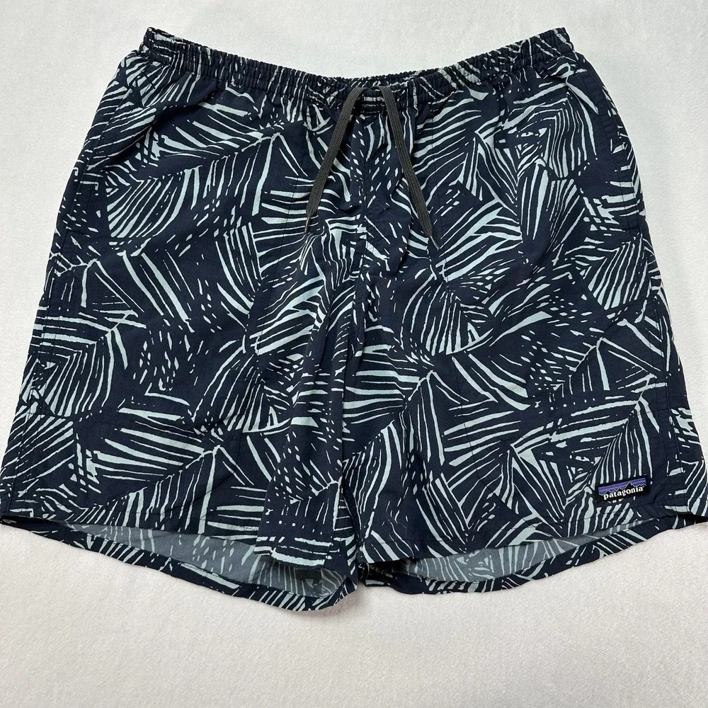 Patagonia Baggies Shorts Men's Large Swim Trunks Palm Leaf Drawstring‎ Pockets